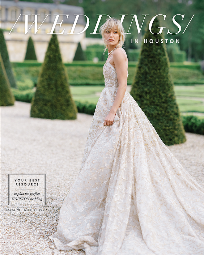 A French editorial captured by Still Miracle Photography is featured on the August cover of Weddings in Houston magazine. 