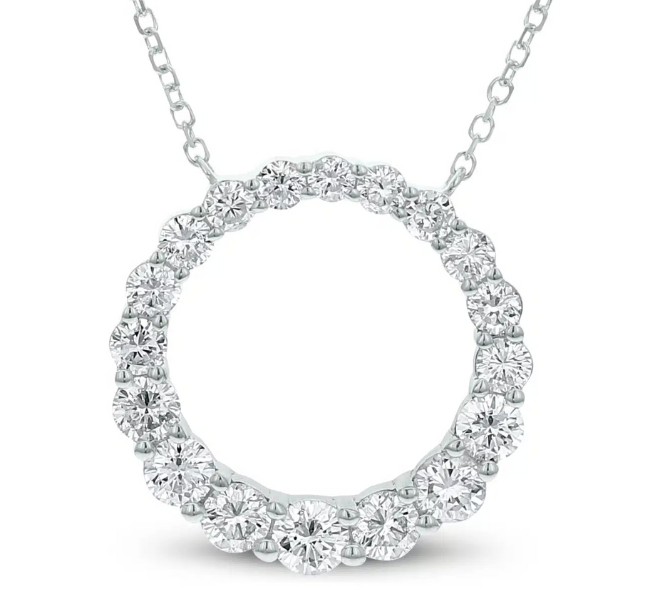 A circular diamond necklace.