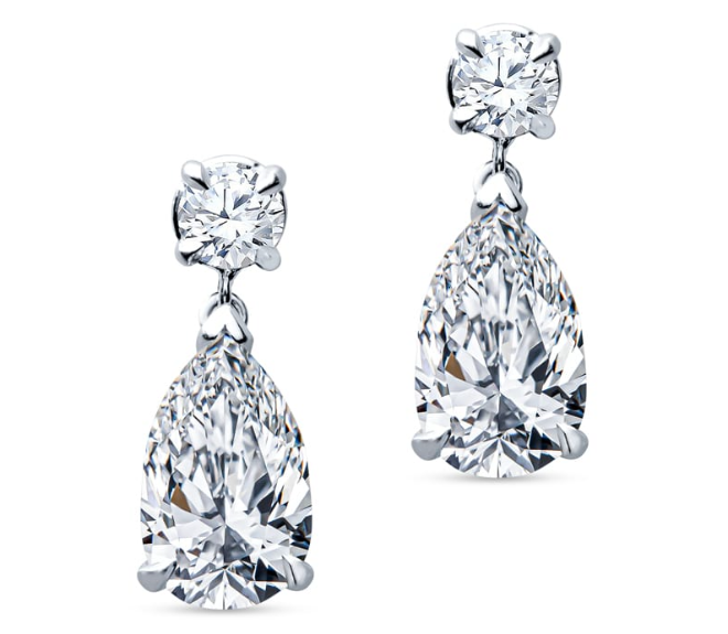 Pear shape diamond dangle earrings. 