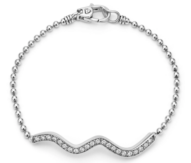 Beaded wave diamond bracelet. 
