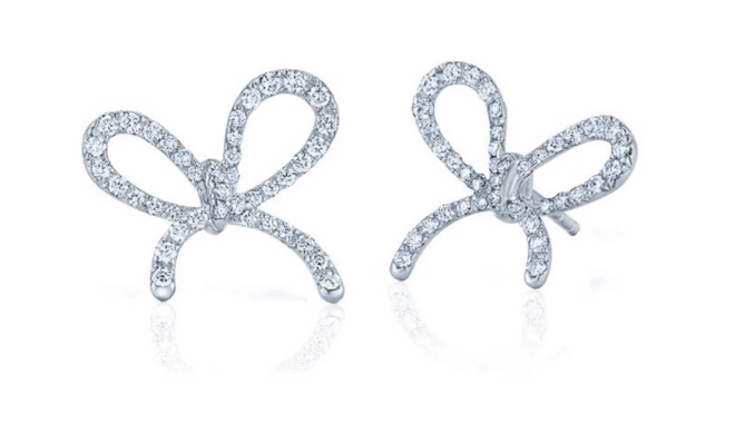 Diamond bow earrings. 