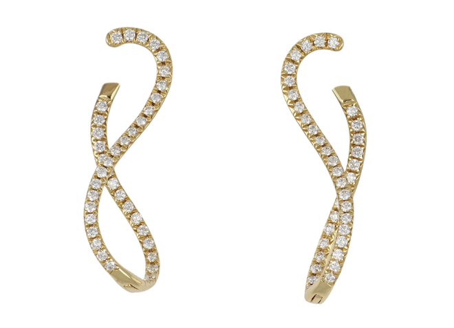 Gold and diamond hoop earrings. 