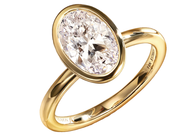 An oval bezel diamond ring available at Sethi's Fine Jewelry.