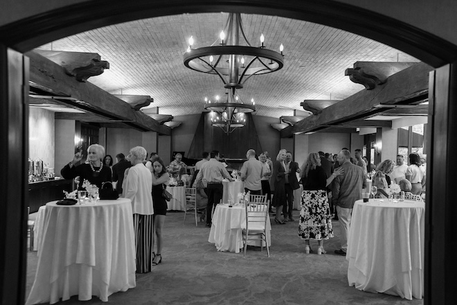 Friends and family attend the rehearsal dinner at The Houstonian Hotel, Club and Sp.