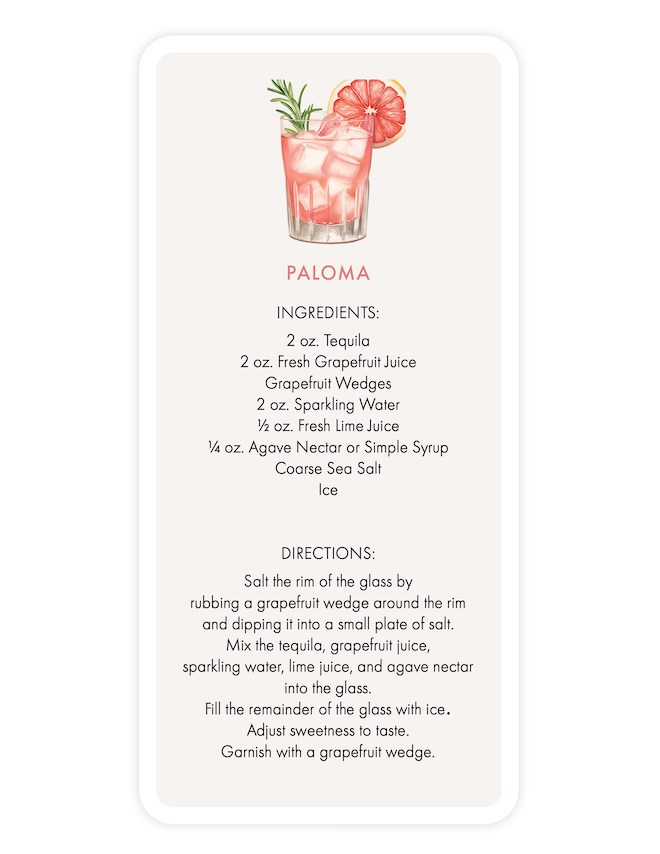 A paloma recipe card. 