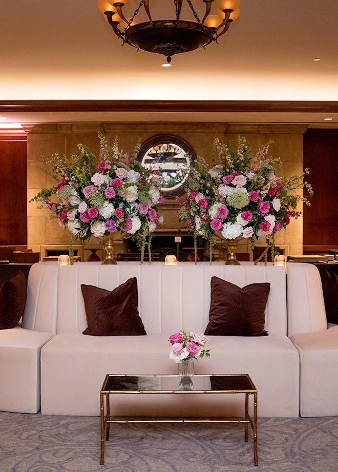 Pink florals and brown decor decorate  The Houstonian Hotel, Club and Spa. 