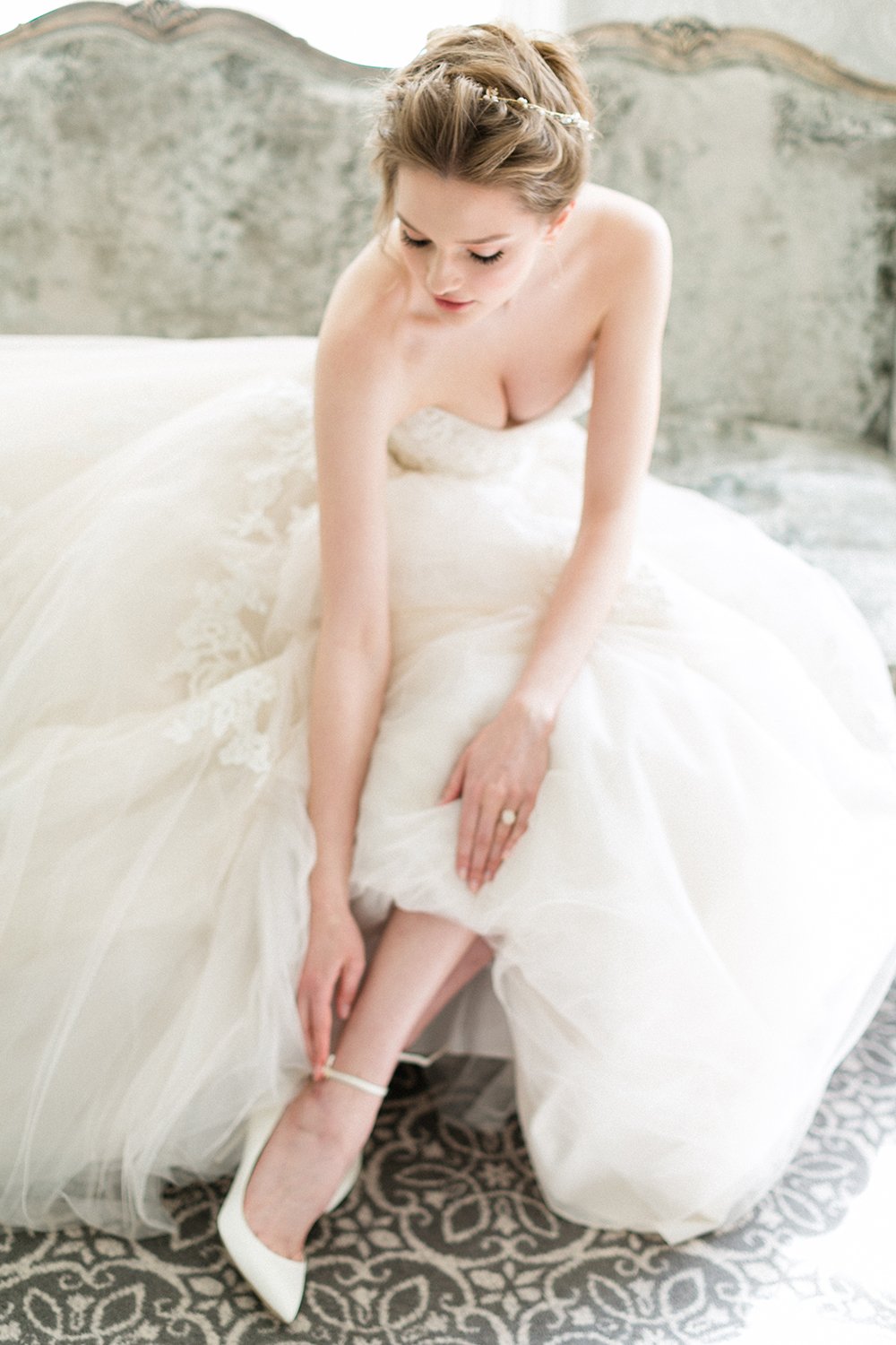 bridal portraits, white heels