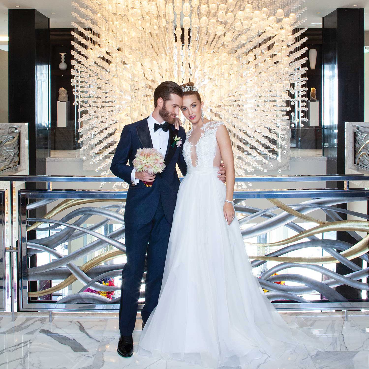 Modern upscale wedding at The Post Oak Hotel - featuring wedding flowers + decor by The Events Co.