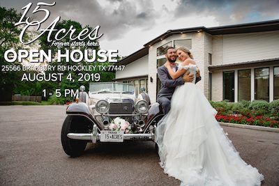 Join 15 Acres for a Summer wedding open house on August 4th from 1 to 5 pm. 15 acres, open house, wedding venue