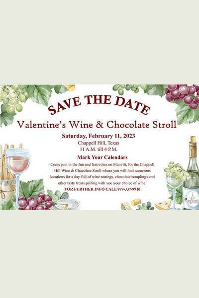 Visit Brenham - Valentine's Wine & Chocolate Stroll