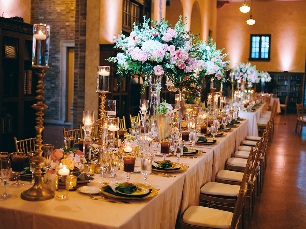 long table wedding reception decor