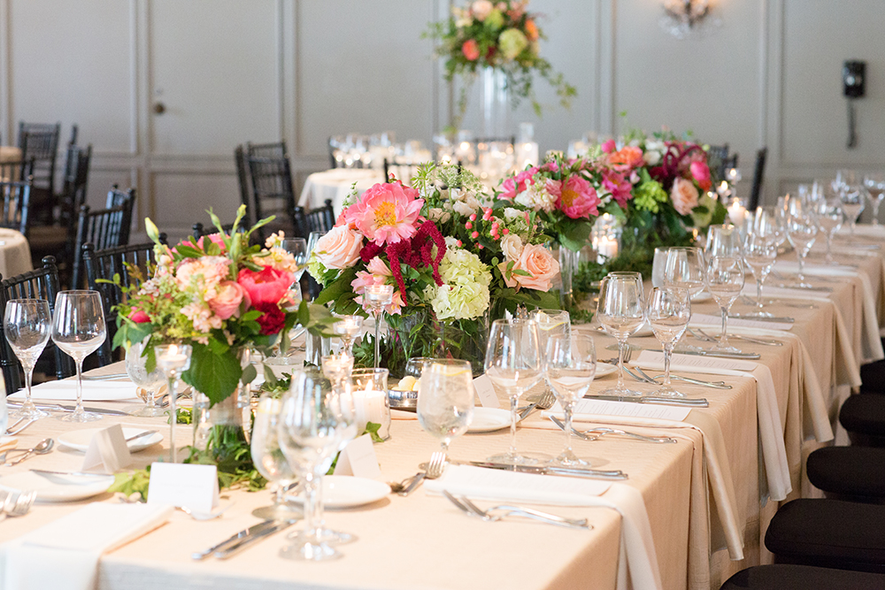 Neutrals, Pink, Coral, Burgundy reception decor ideas