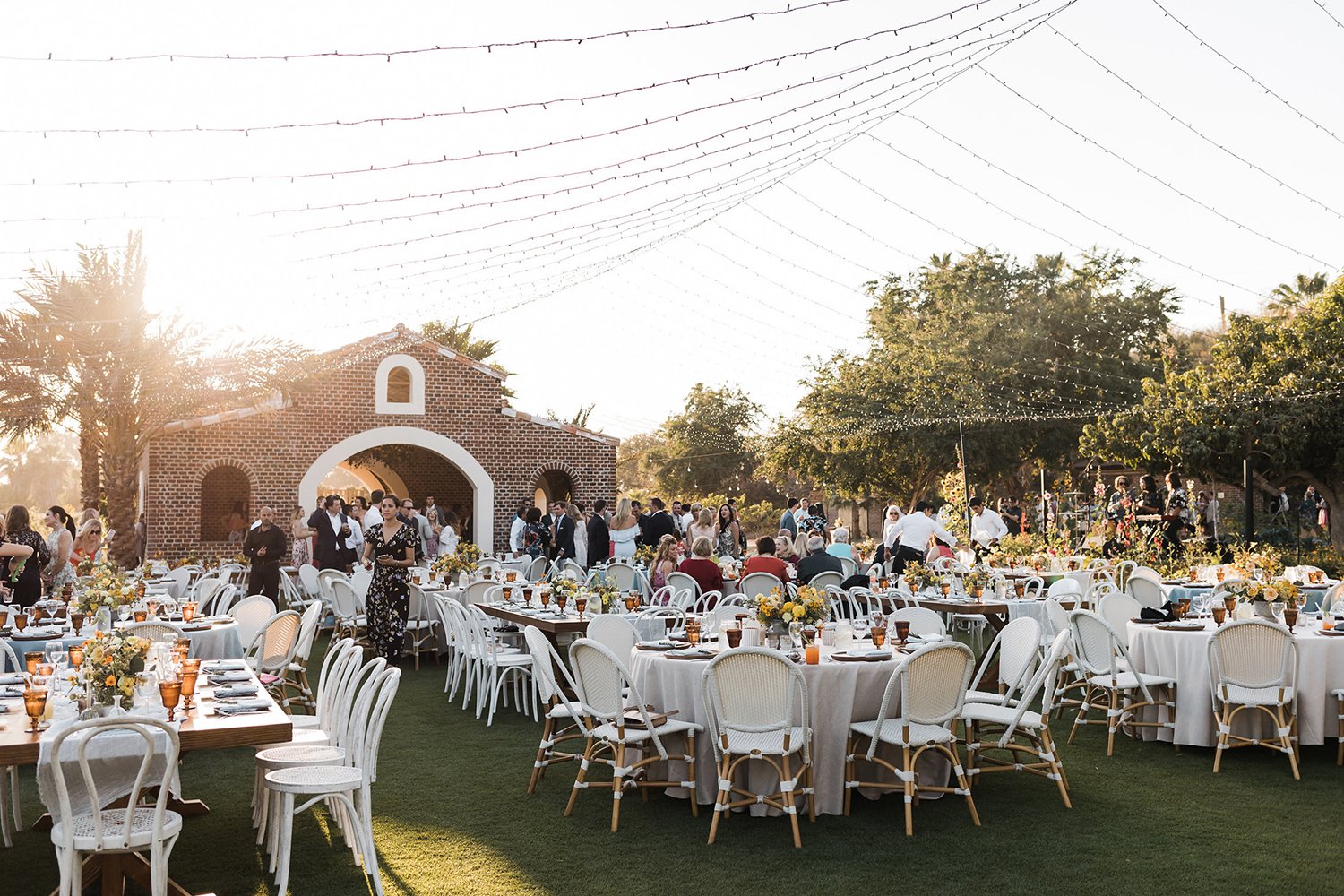 rehearsal dinner venue - outdoors - string light draping