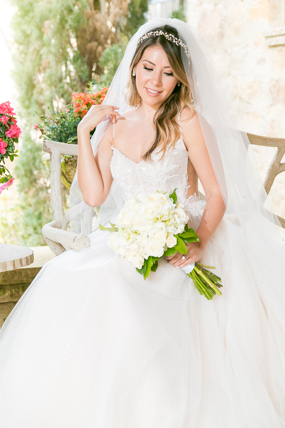 bridal portrait with bouquet