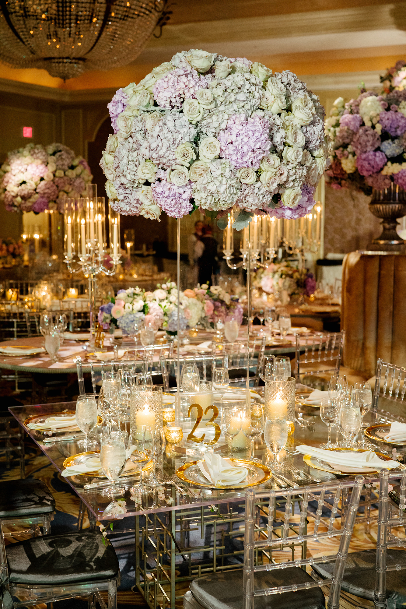wedding reception, tablescape, wedding decor, wedding inspiration, purple flowers, floral centerpiec