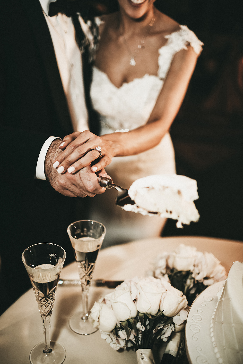 cutting the cake