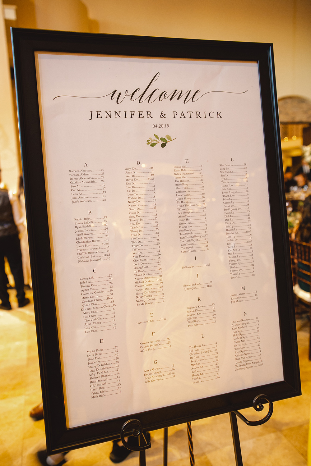 wedding reception decor - seating arrangement - sign