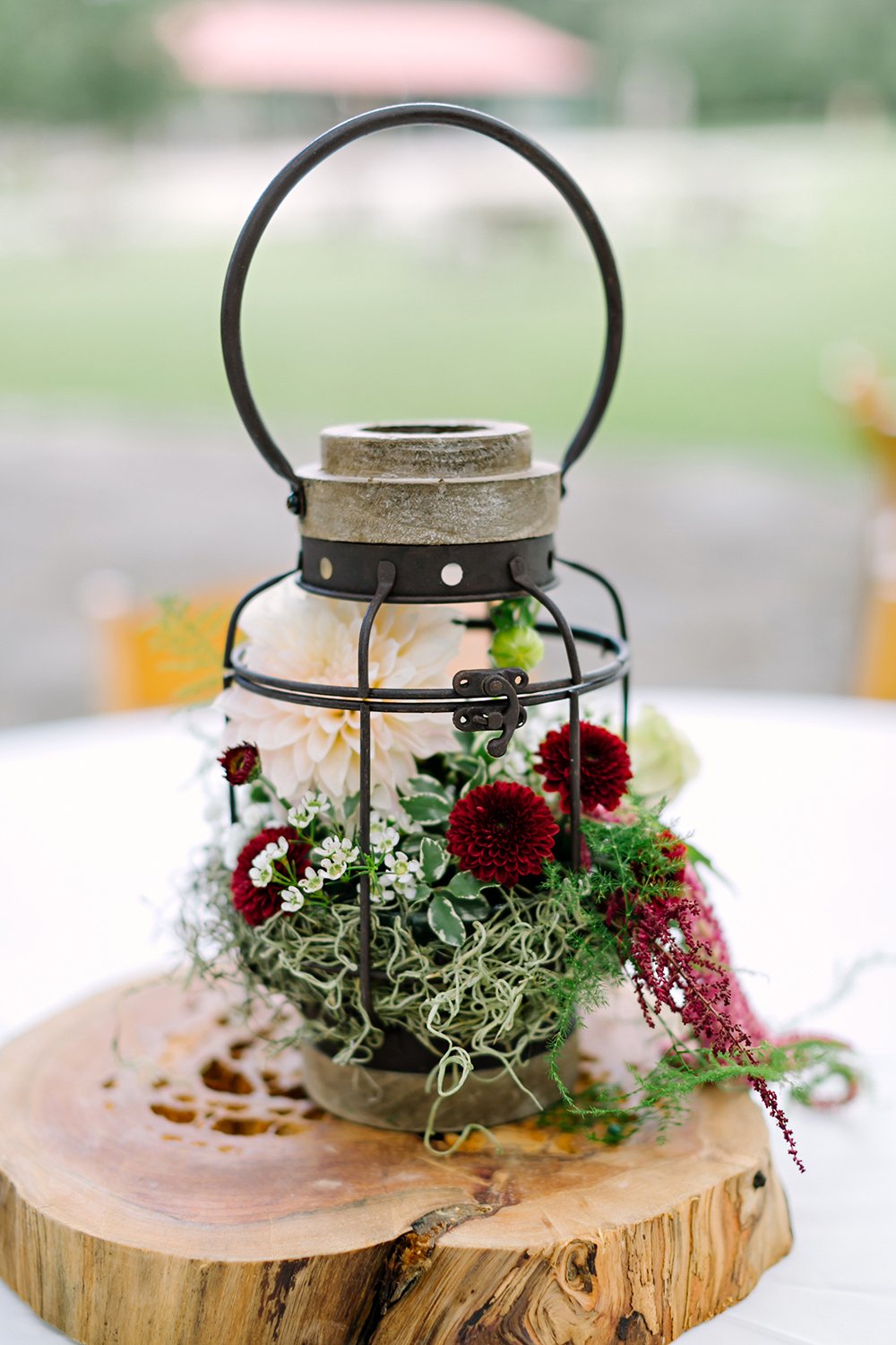 wedding reception decor - rustic - outdoor - lantern