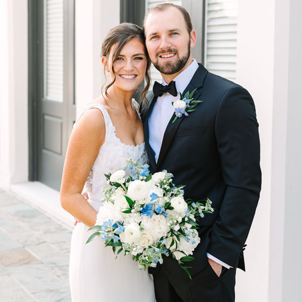 Timeless Blue and White Ballroom Wedding in Historic Galveston