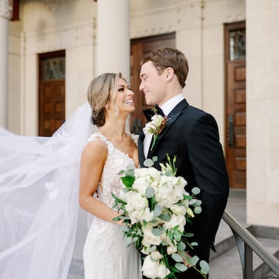 This Greek Wedding Celebration at Ballroom at Bayou Place Honored Family Legacy With Heirloom Bridal