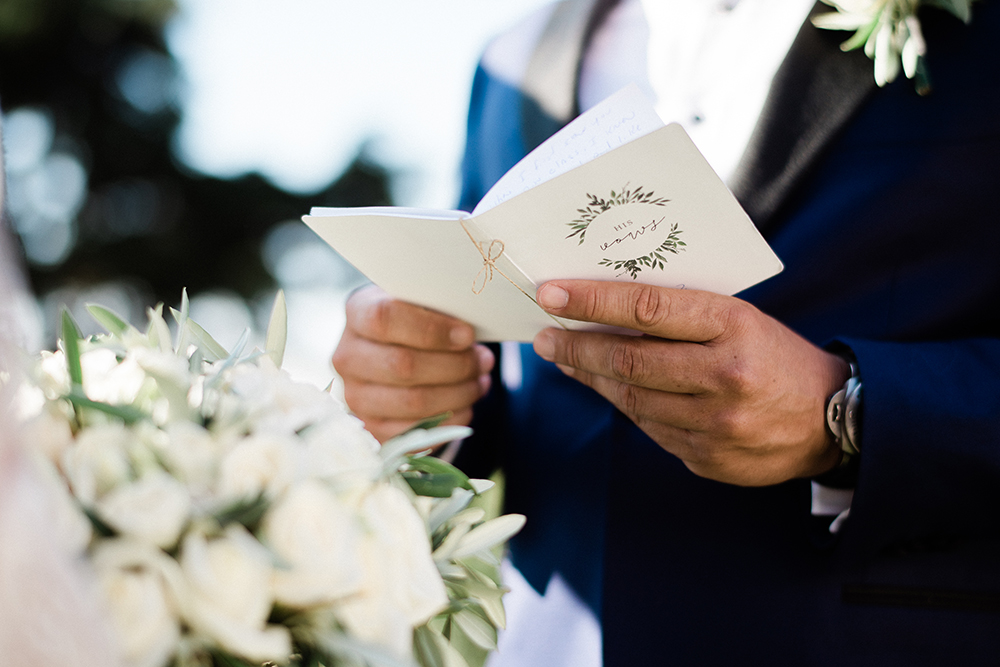 reading vows - wedding ceremony - outdoor