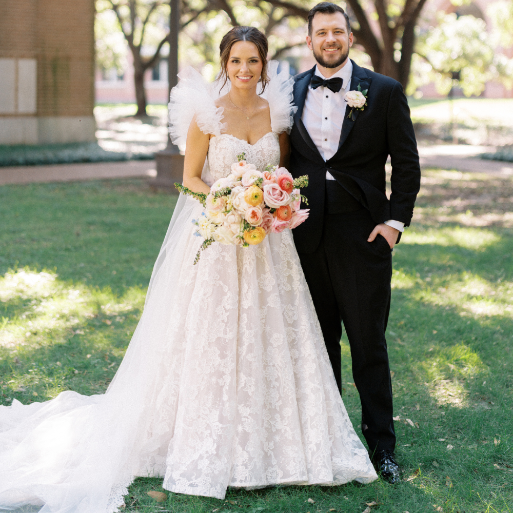 A Soft Pastel Wedding with Heirloom Details and Downtown Views 