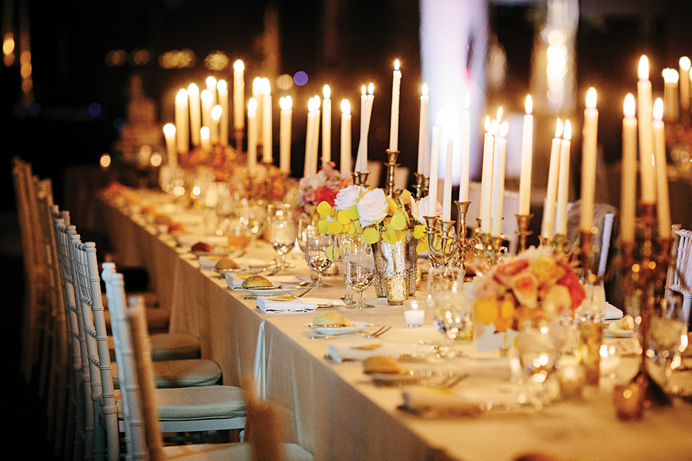 wedding reception decor - candles - floral