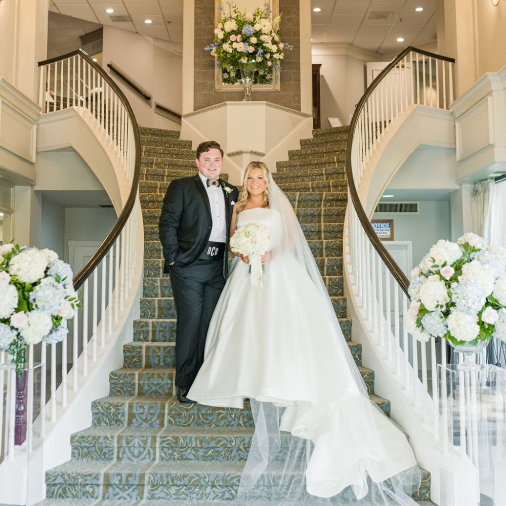 Elegant Wedding with Blue Floral Decor at Pine Forest Country Club