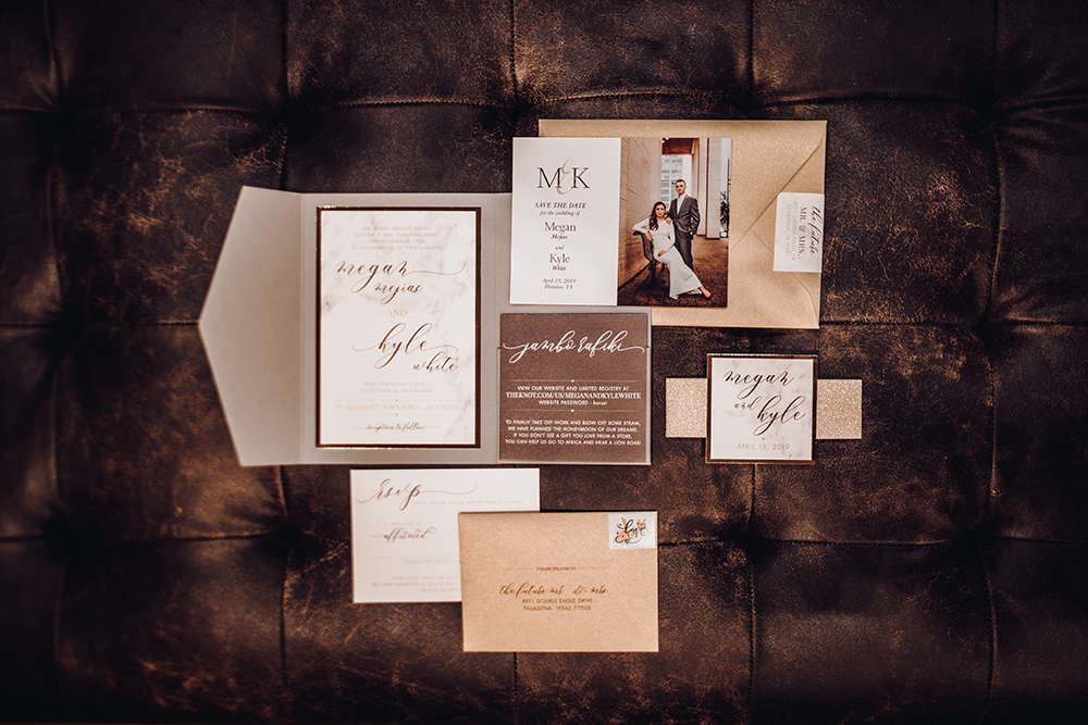 wedding - invitations - stationery - flat lay