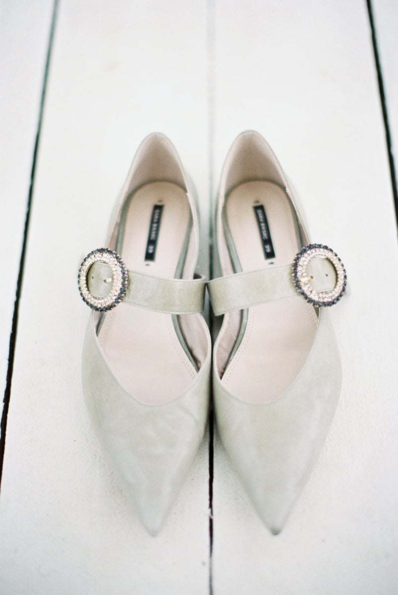 wedding fashion - bridal shoes - flats - green - olive wedding