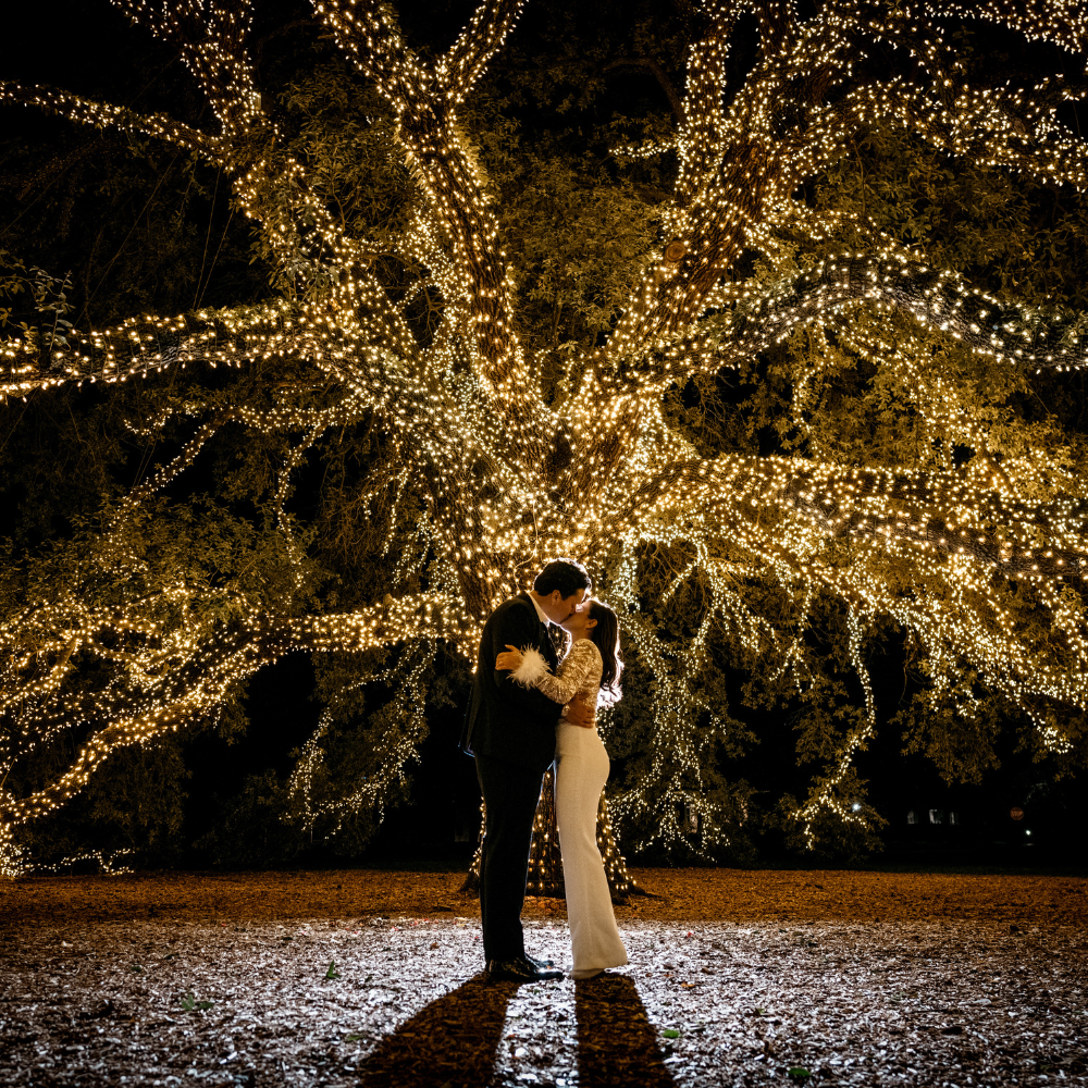 This January Wedding Sparkled with Disco Balls and Blue Décor