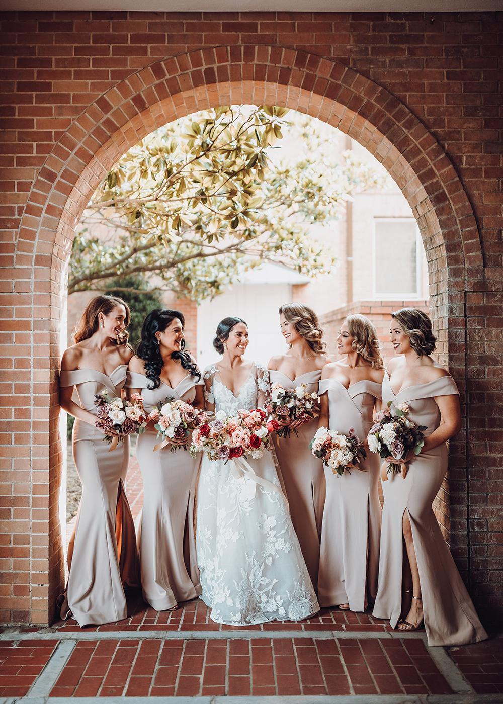 bridesmaids photo - pink dresses