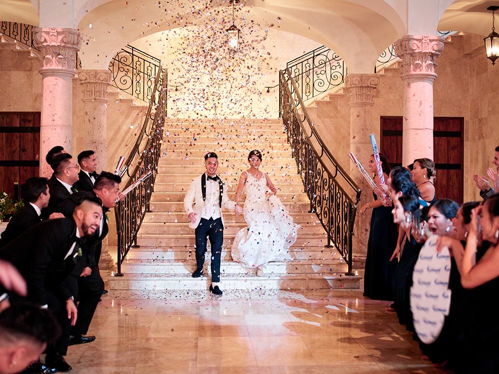 grand entrance to wedding reception ballroom