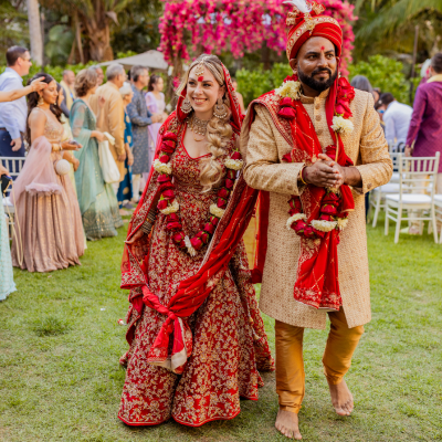 Ocean Views & Vibrant Florals Set The Scene for this Tropical Indian-Fusion Wedding