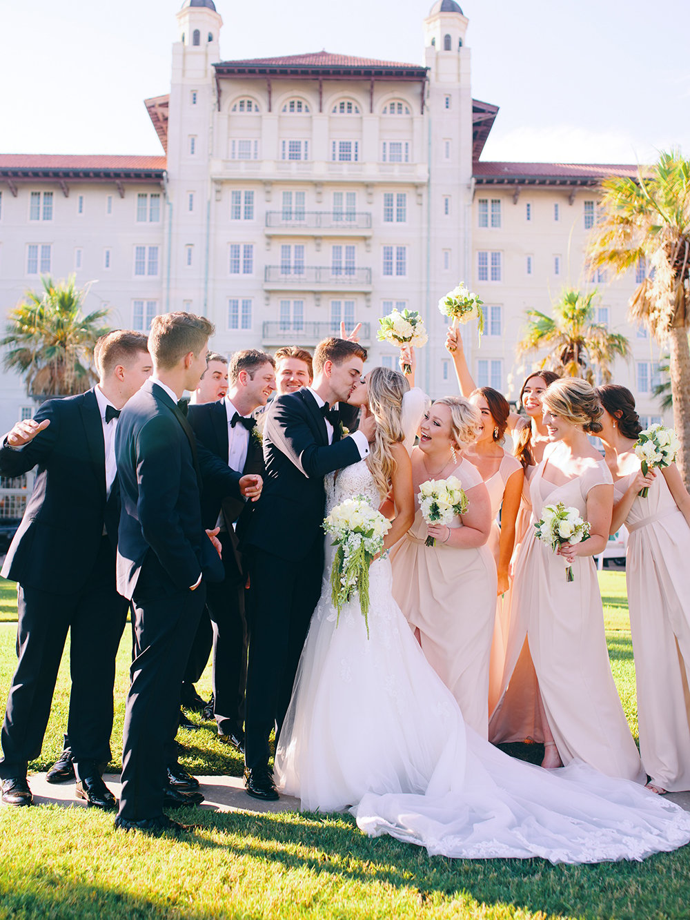 hotel galvez & spa - wedding party - outside - wedding photography