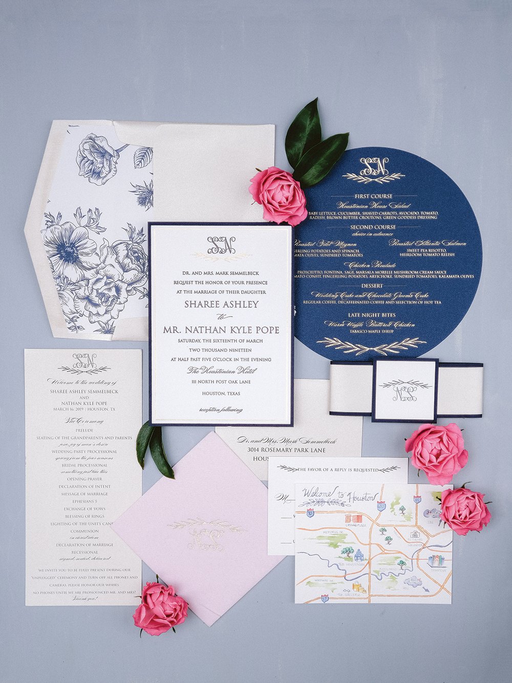 flatlay - invitations, stationery - floral - cute wedding photo ideas