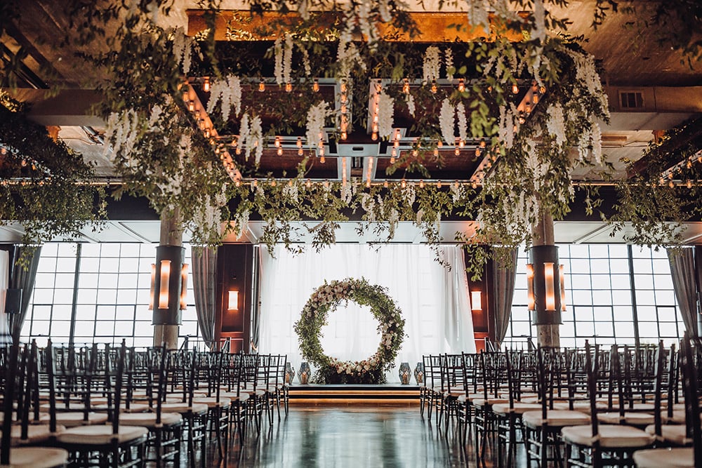 floral ceiling - Art Deco touches - ceremony at the astorian